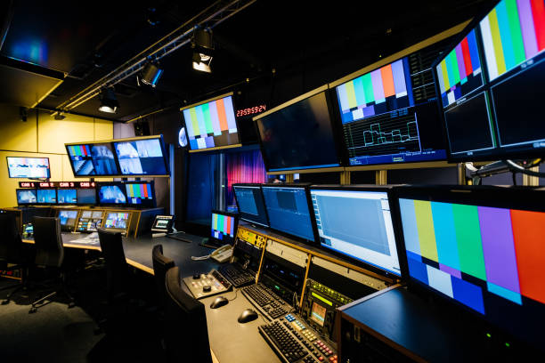 A tv and video control room